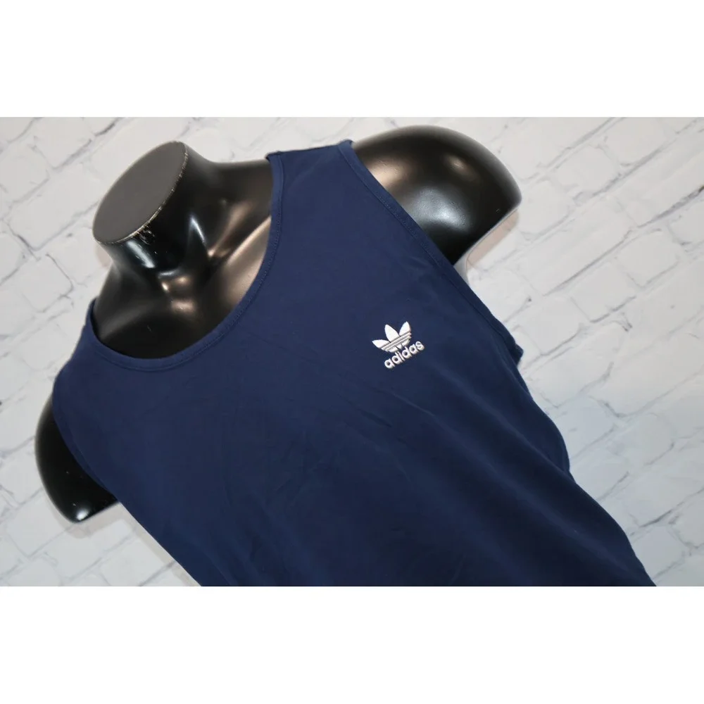 Adidas Tank Top Gym Shirt Mens 2XL Blue Trefoil Logo Sleeveless Cotton Workout